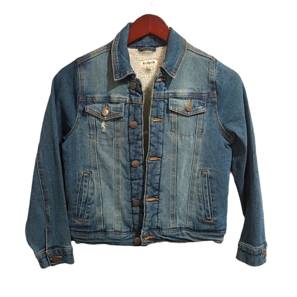 Boys Sherpa Lined Jean Denim Jacket Chipotle Wash Medium 10 NWT Kidpik